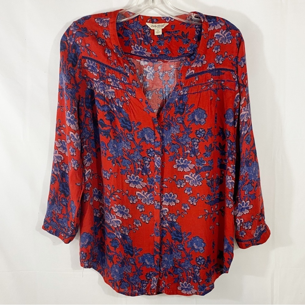 Lucky Brand | Red/Blue Floral Print Top
